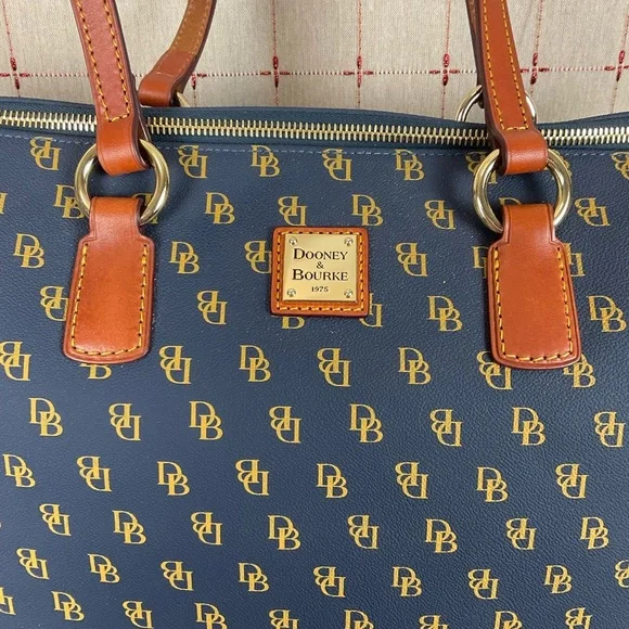 Dooney & Bourke Navy DB Monogram Tassel Executive Tote XL Handbag NG1566 NV New - Picture 3 of 12